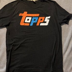 Topps Kids Black Tee with Orange and Blue Logo
